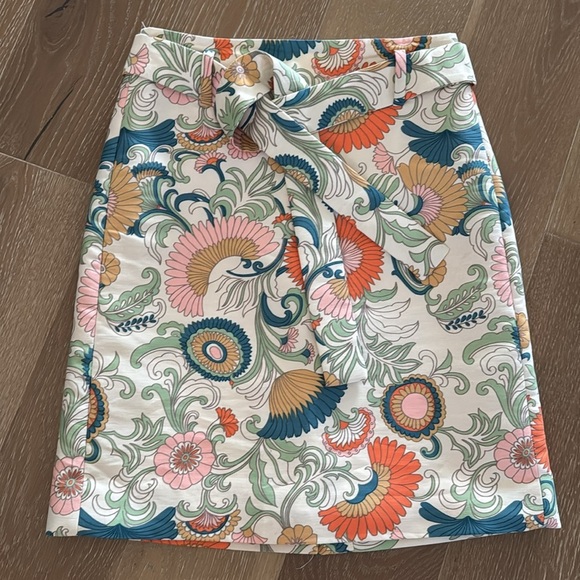 J.Crew Floral tie waist skirt Womens Size 6P A line style #G0962 lined Preppy - Picture 1 of 9